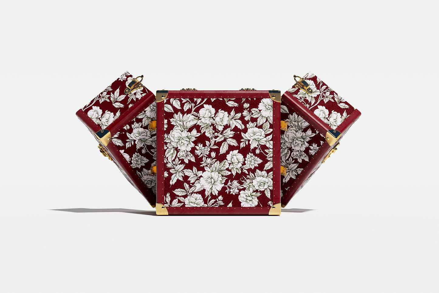 Jewelry Display Case | Floral Print Red| Leather collection