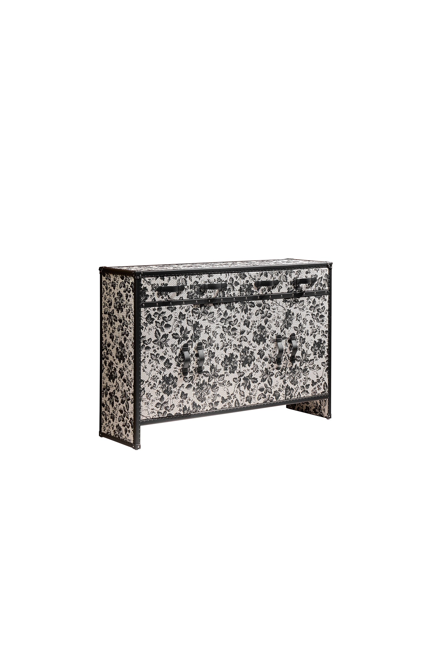 Shoe Cabinet | Black and White Floral Print| Leather collection