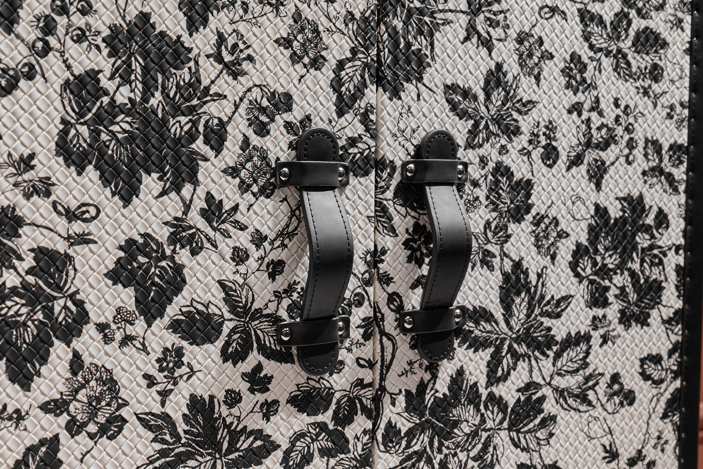 Shoe Cabinet | Black and White Floral Print| Leather collection
