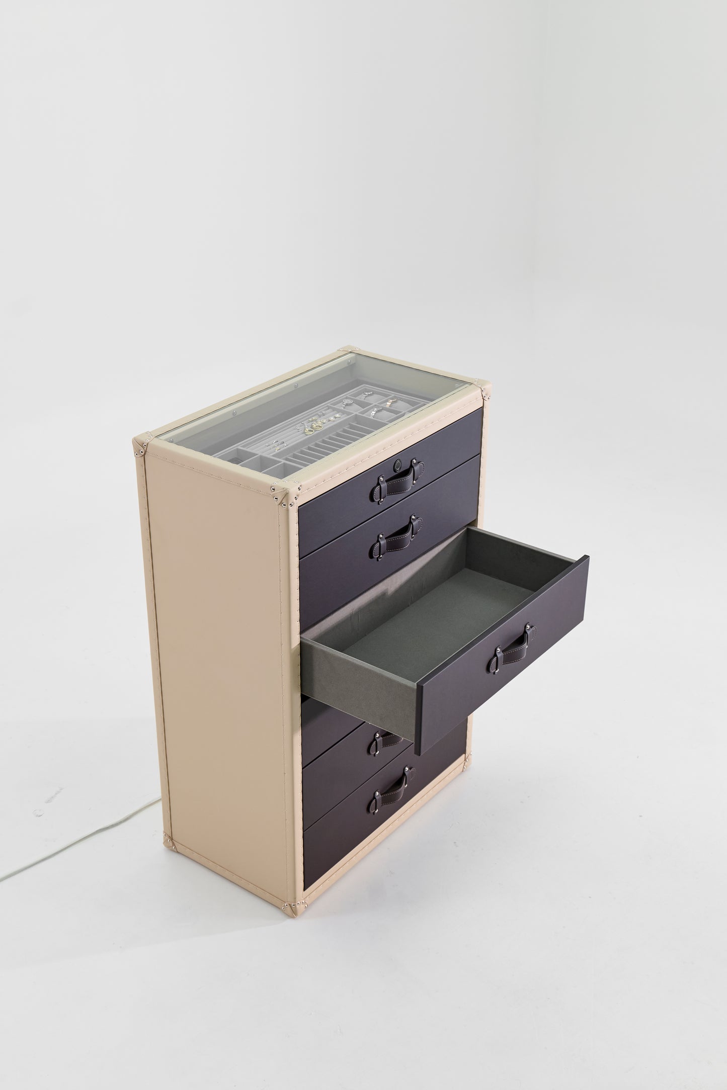 Jewelry Armoire |Black-cream beige |Leather Collection