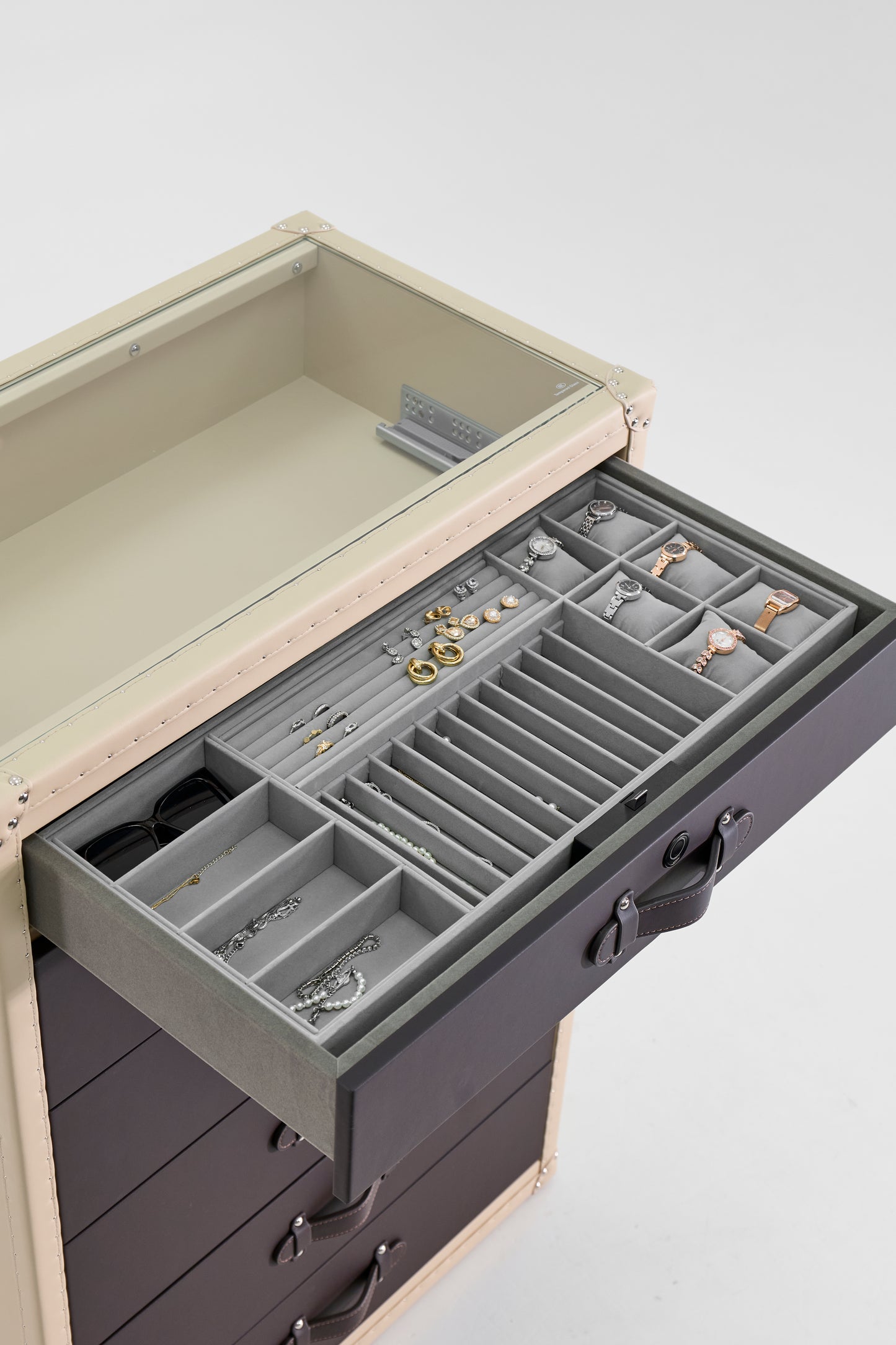 Jewelry Armoire |Black-cream beige |Leather Collection
