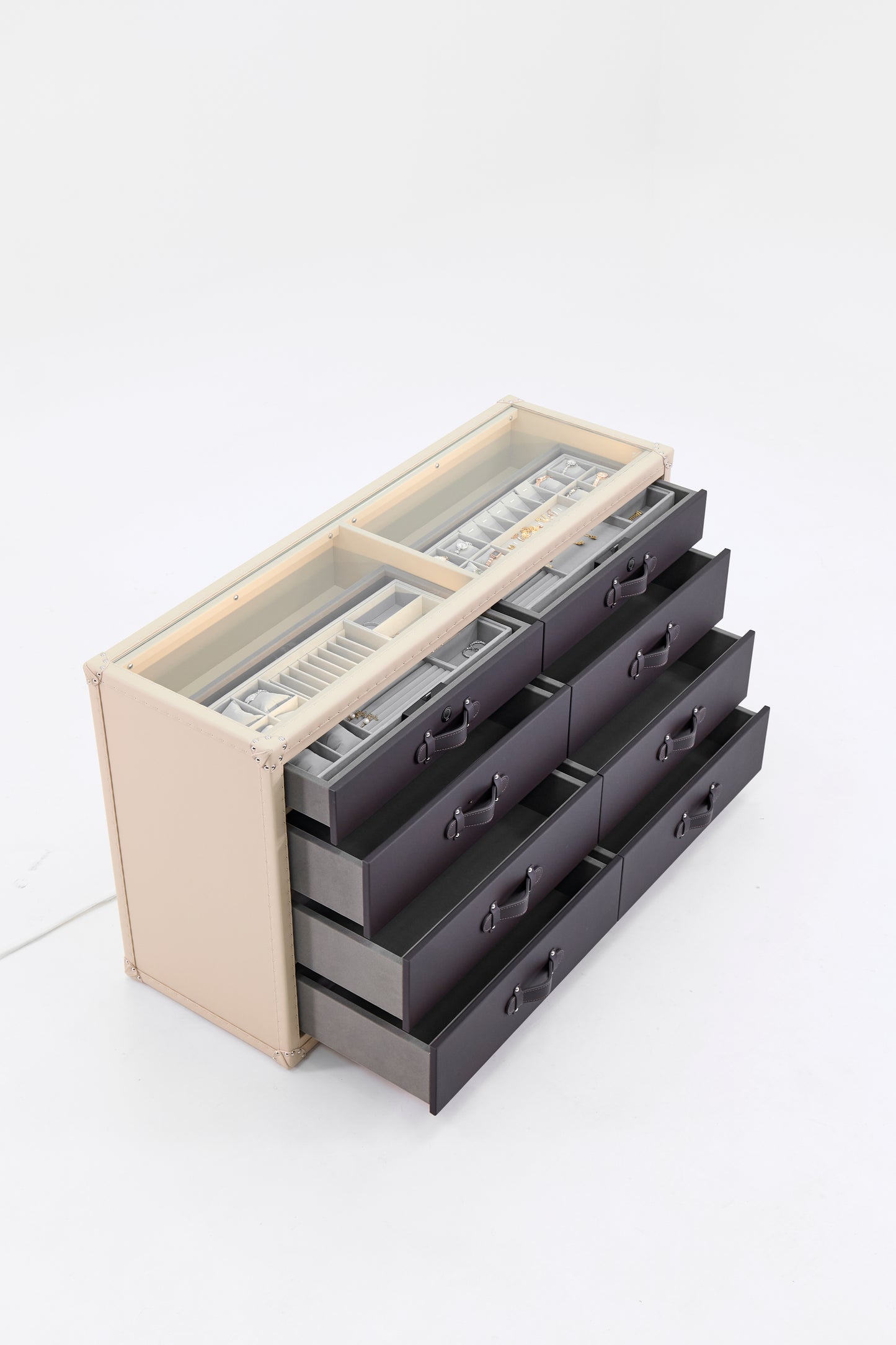 Jewelry Armoire |Black-cream beige|Leather Collection