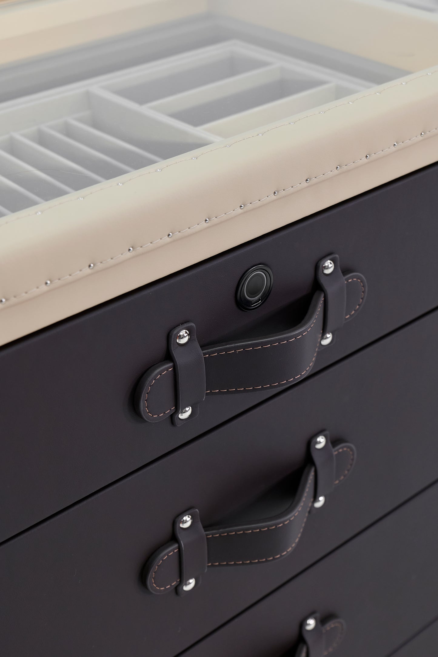 Jewelry Armoire |Black-cream beige|Leather Collection