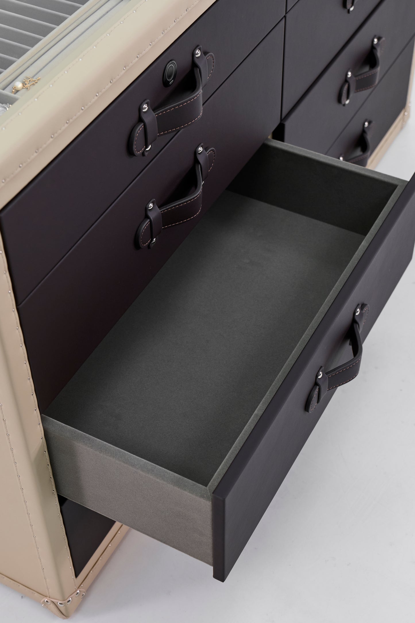Jewelry Armoire |Black-cream beige|Leather Collection