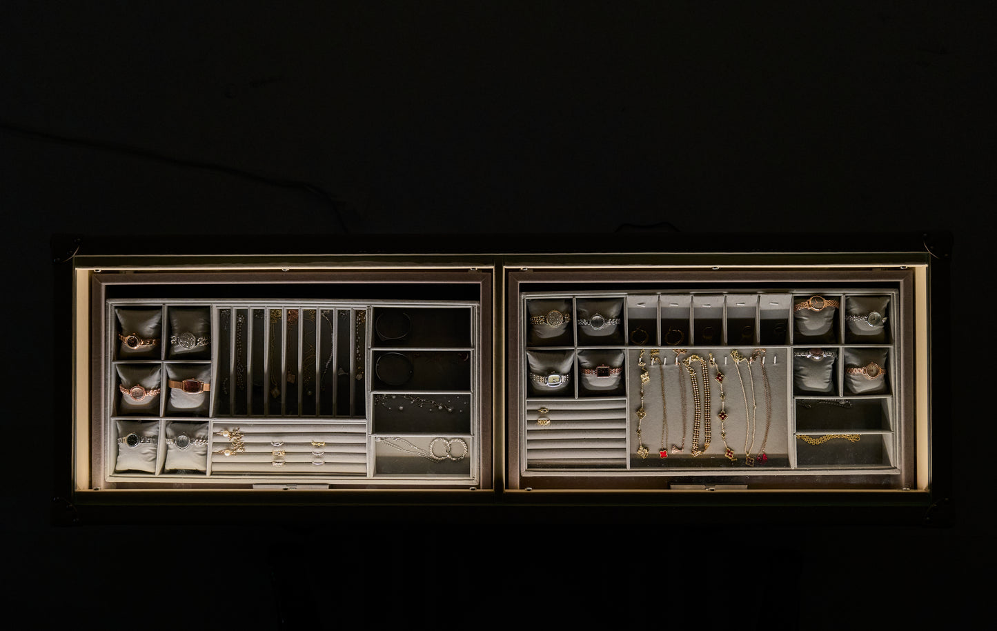 Jewelry Armoire |Black-cream beige|Leather Collection