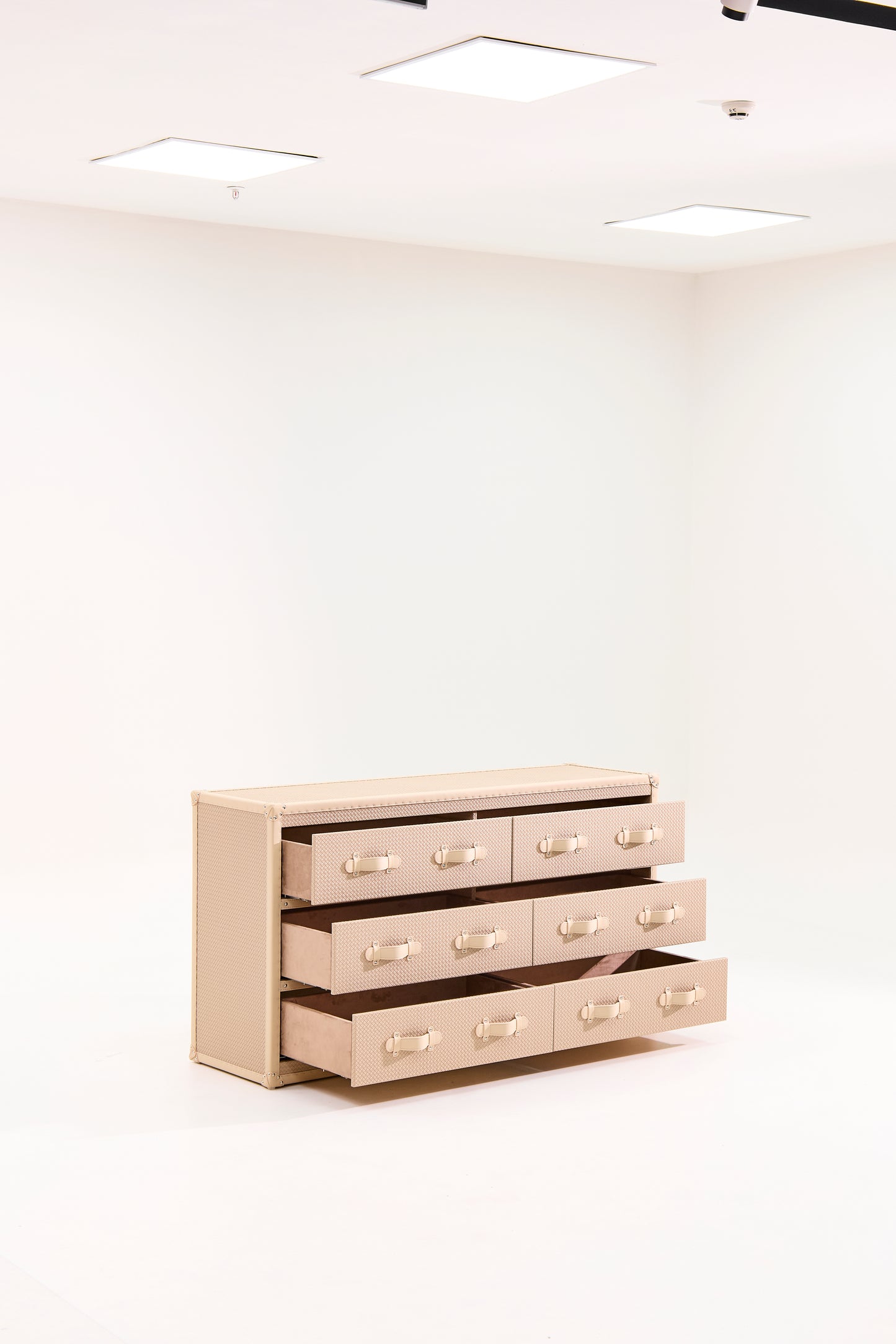 Six-Drawer Side Cabinet|Beige|Leather Collection