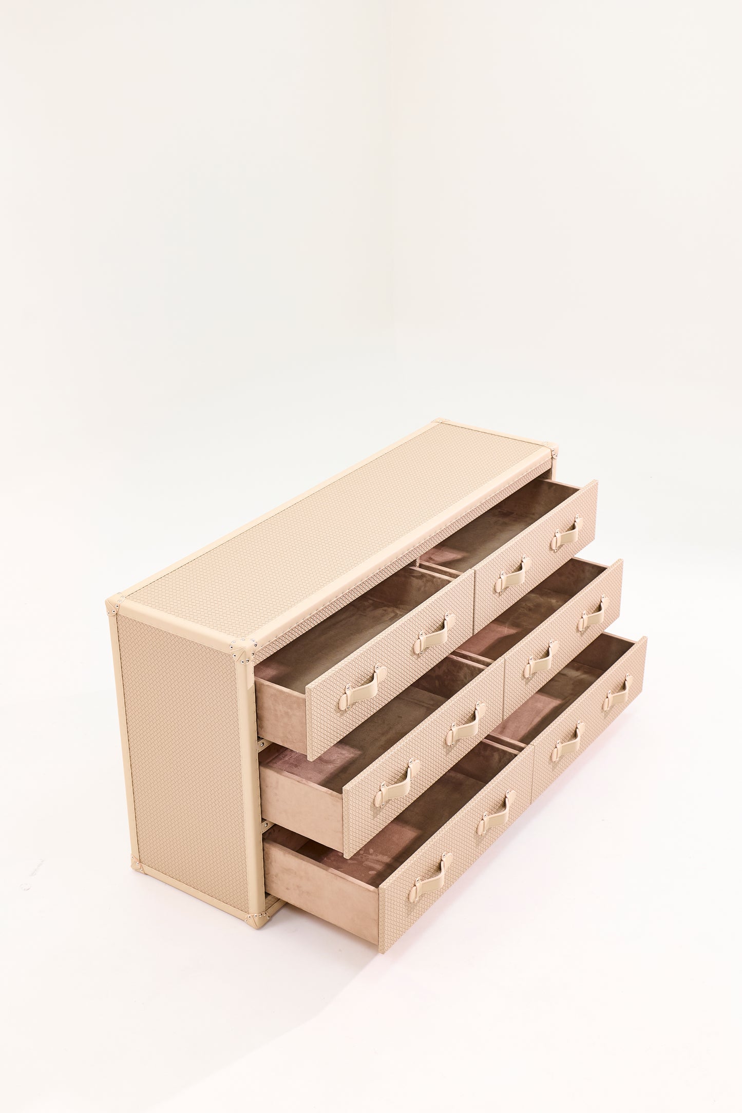 Six-Drawer Side Cabinet|Beige|Leather Collection