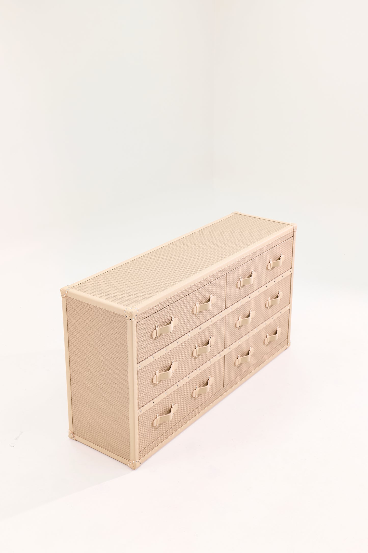 Six-Drawer Side Cabinet|Beige|Leather Collection