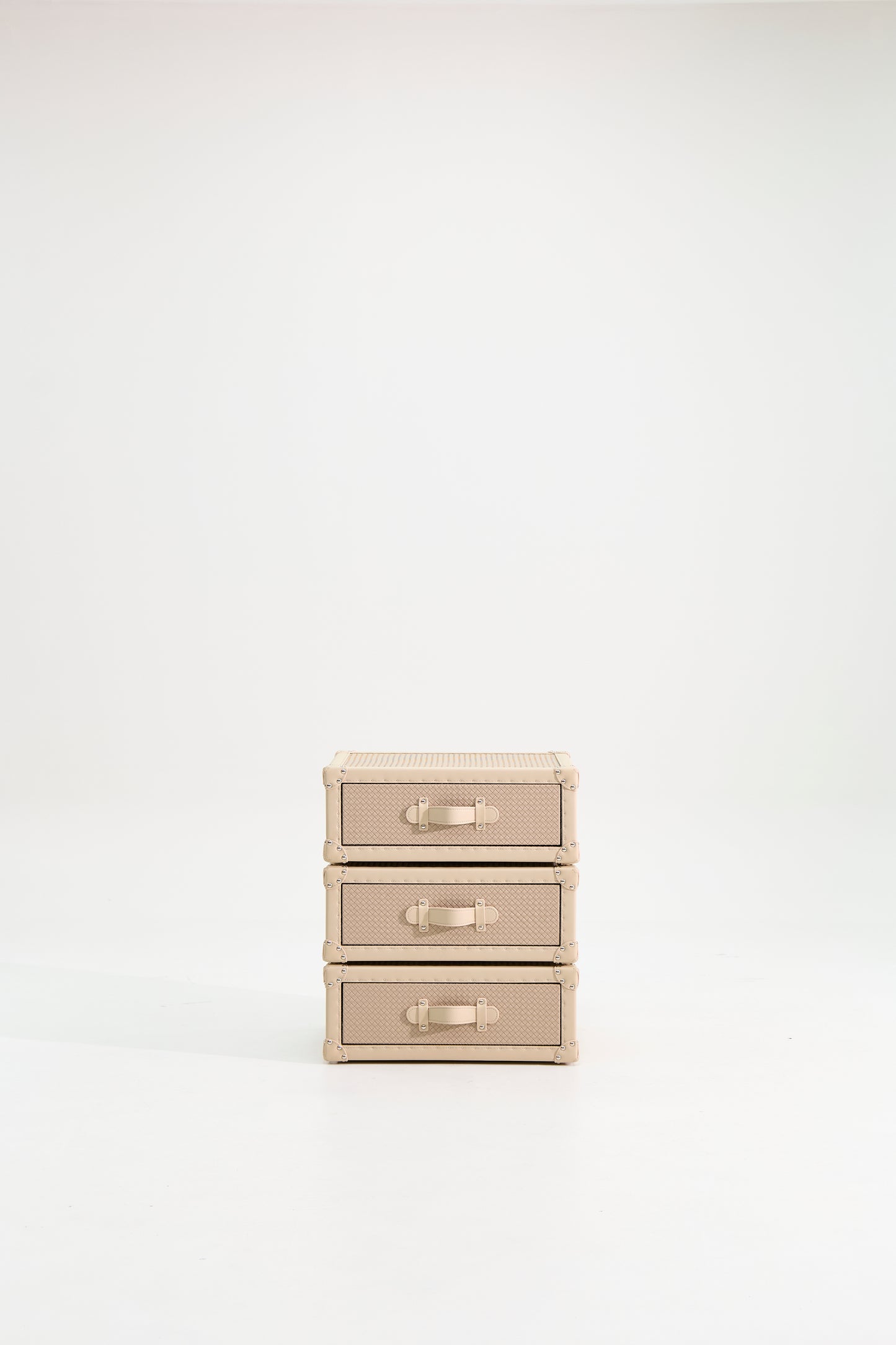 Rotating Triple Drawer Cabinet|Cream | Leather collection