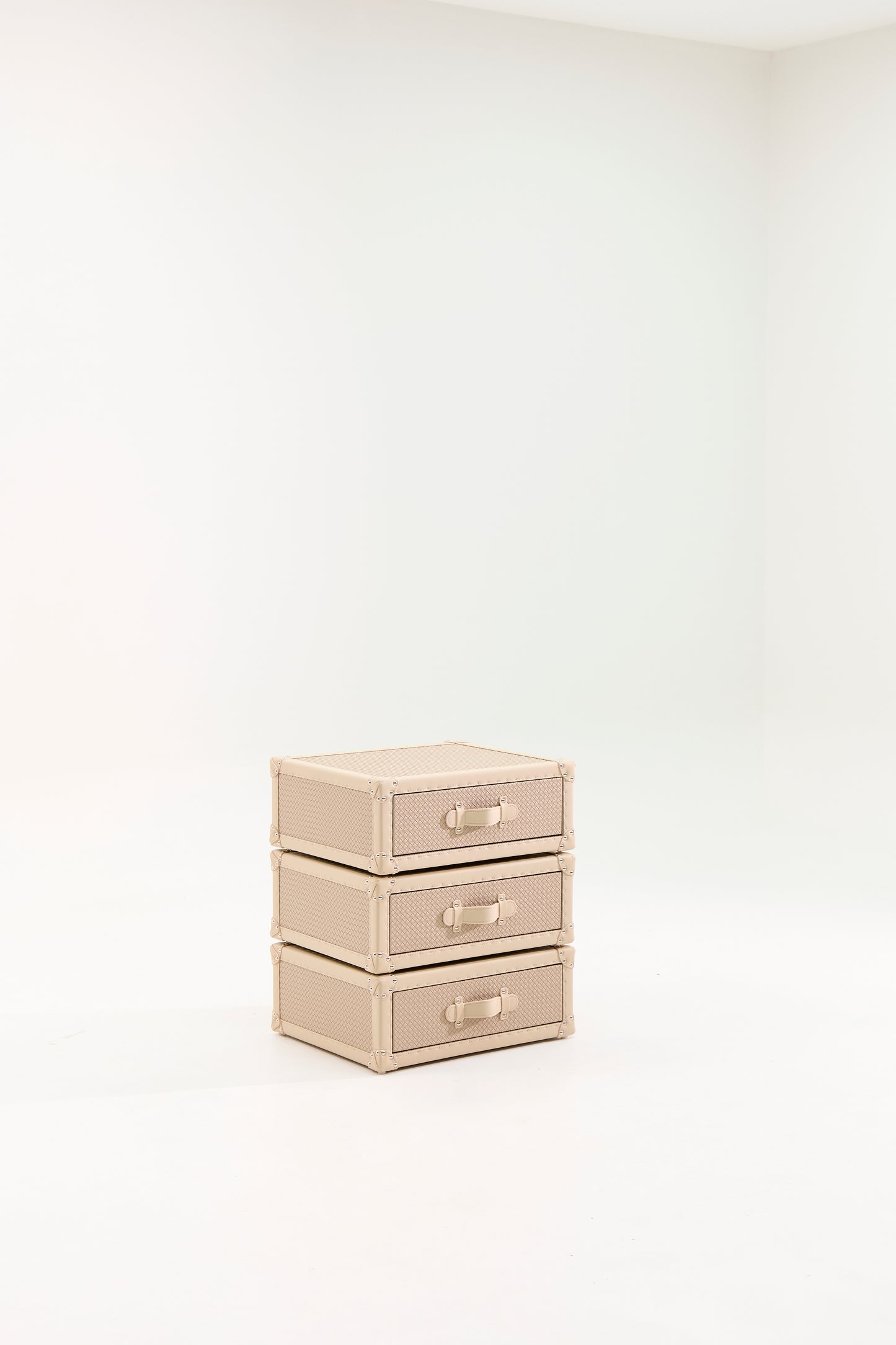 Rotating Triple Drawer Cabinet|Cream | Leather collection