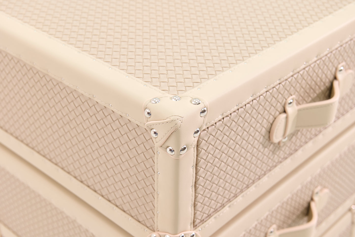 Rotating Triple Drawer Cabinet|Cream | Leather collection