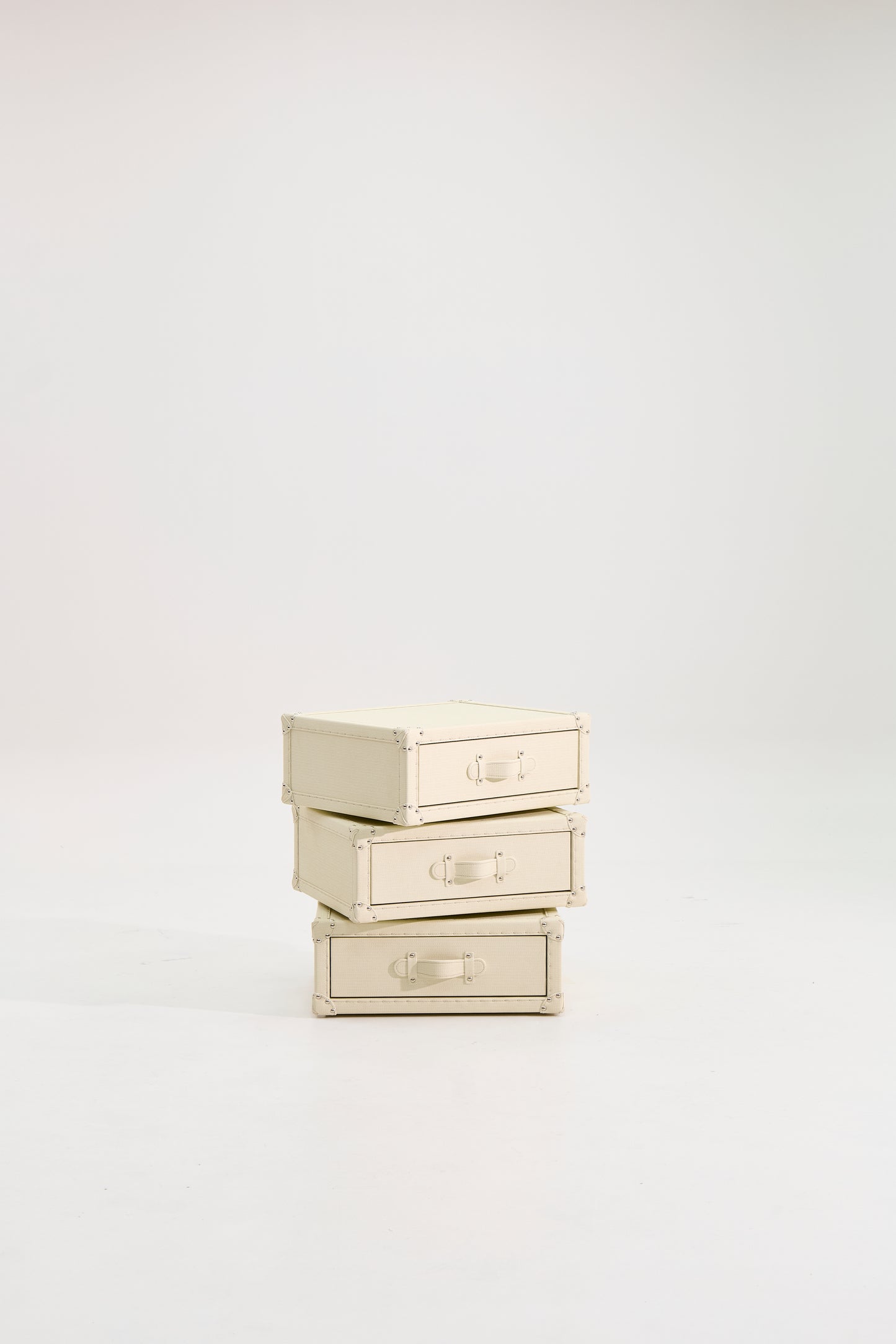 Rotating Triple Drawer Cabinet|Beige|Leather collection