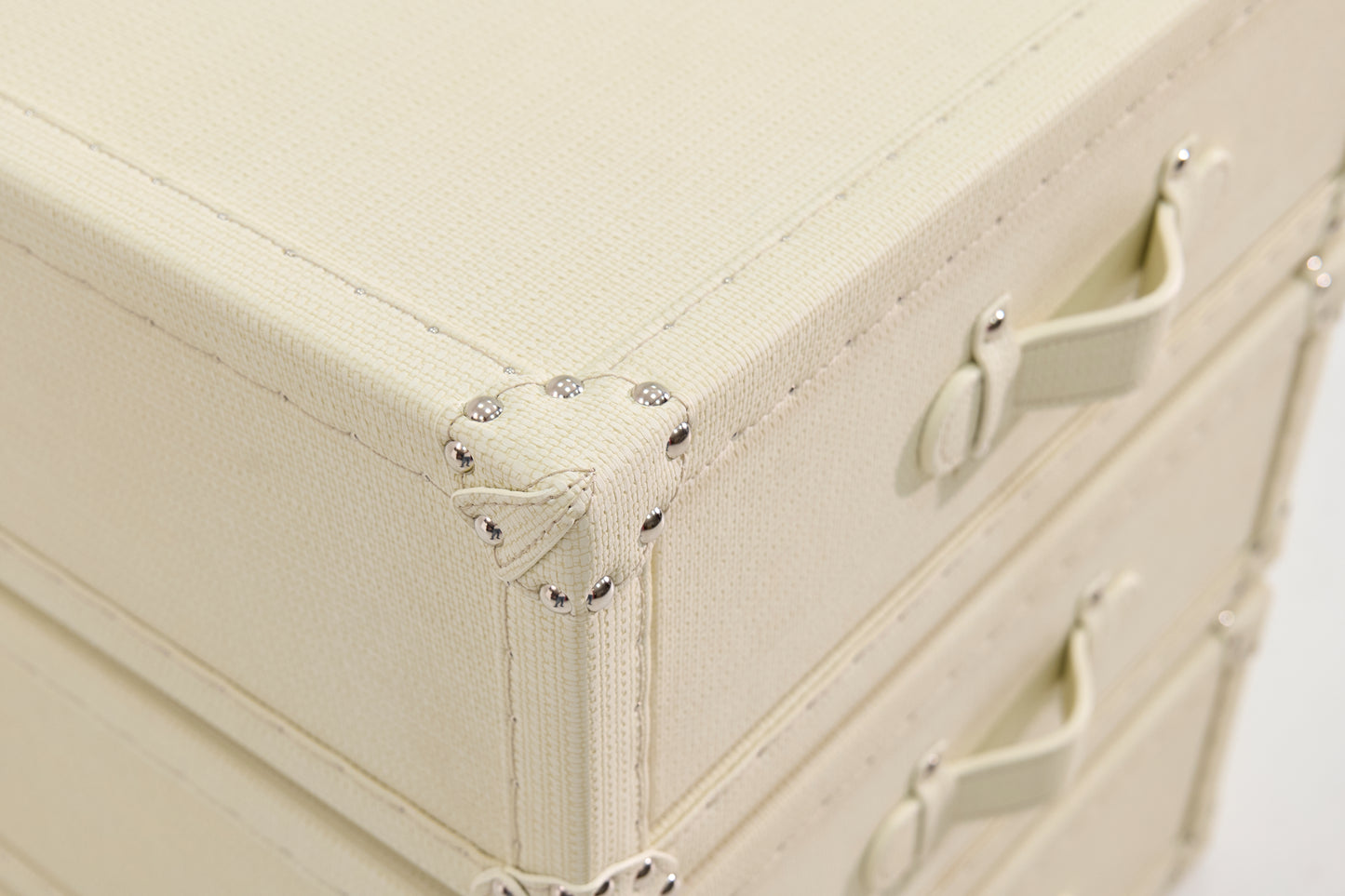 Rotating Triple Drawer Cabinet|Beige|Leather collection