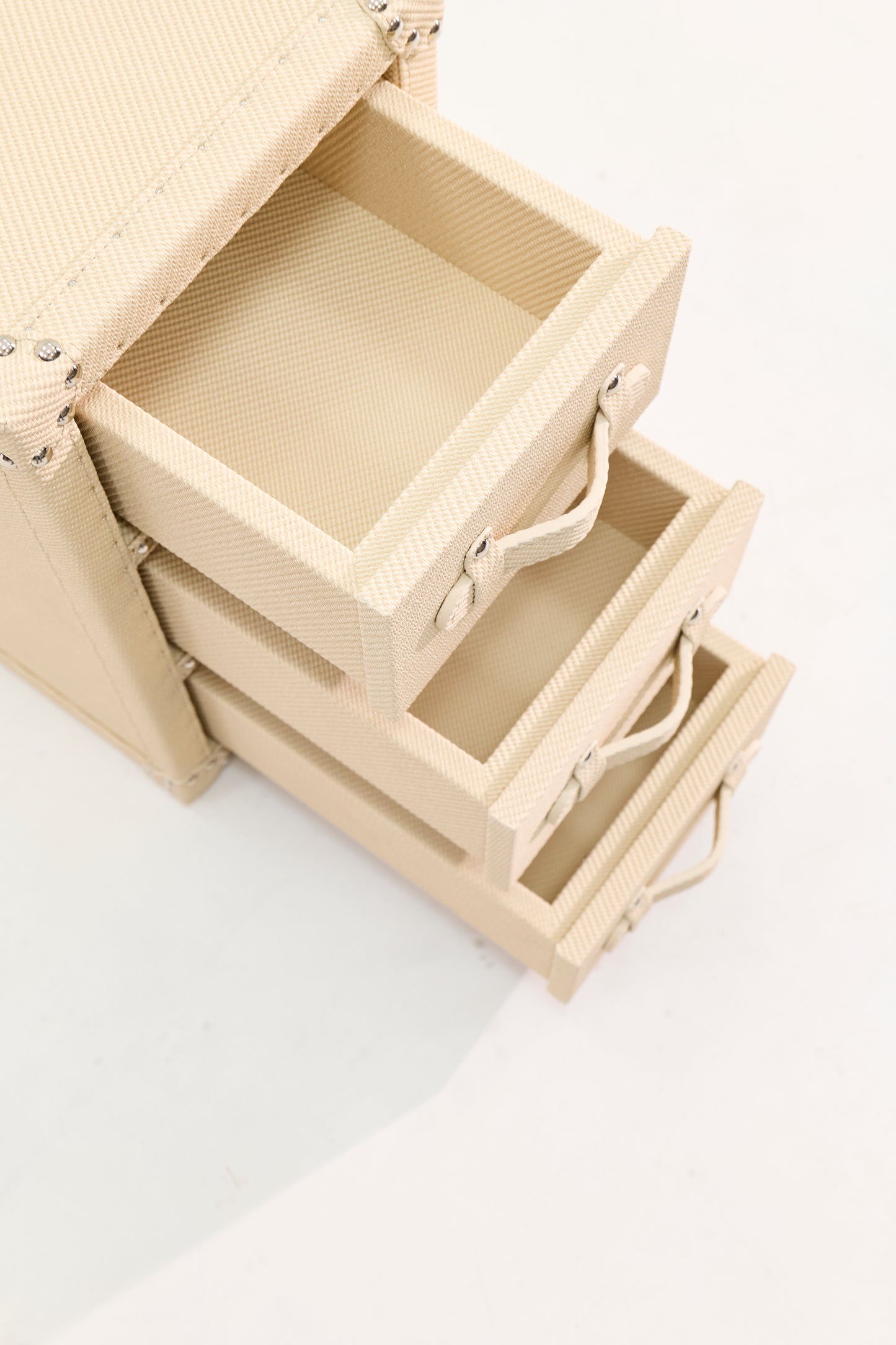 Ultra-narrow bedside table/under-desk storage|Off white|Leather collection