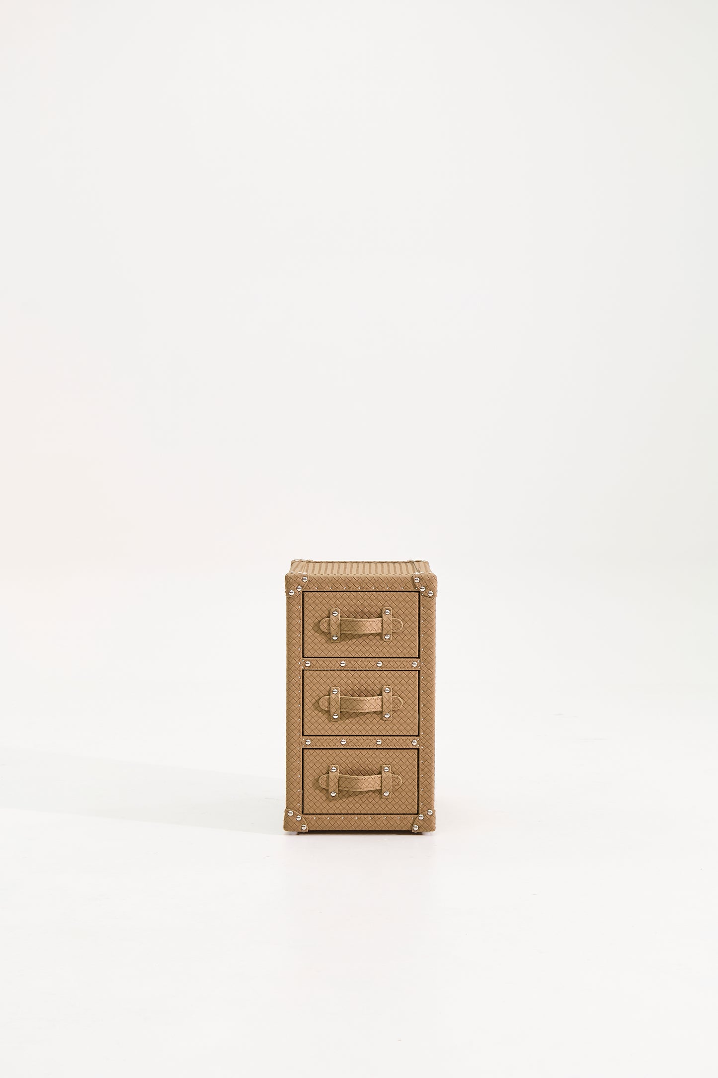 Ultra-narrow bedside table/under-desk storage |Brown| Leather collection