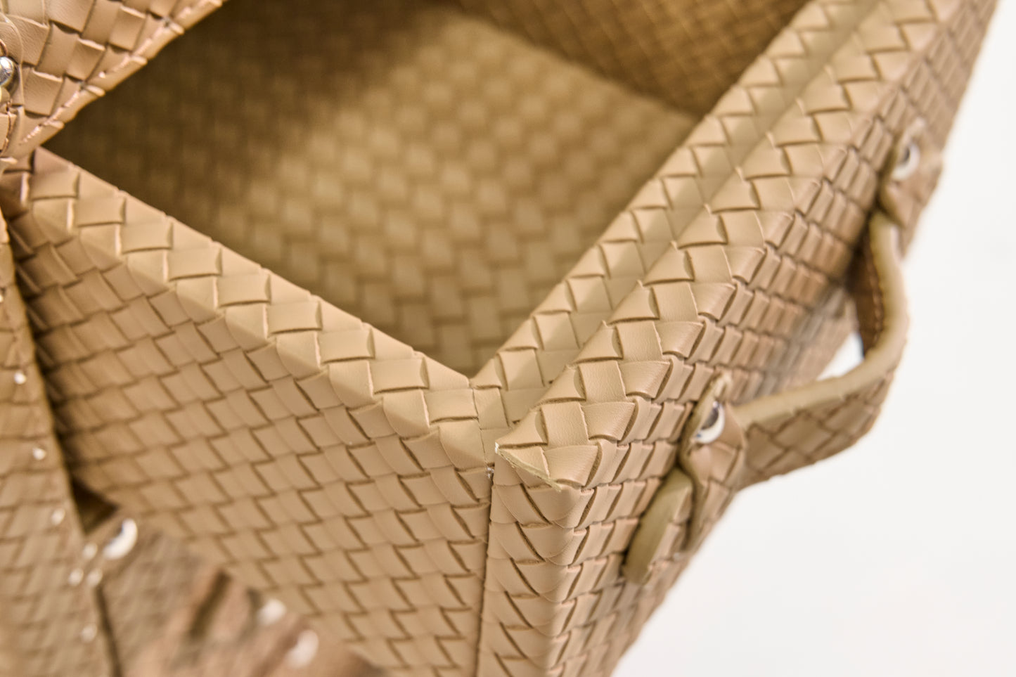 Ultra-narrow bedside table/under-desk storage |Brown| Leather collection