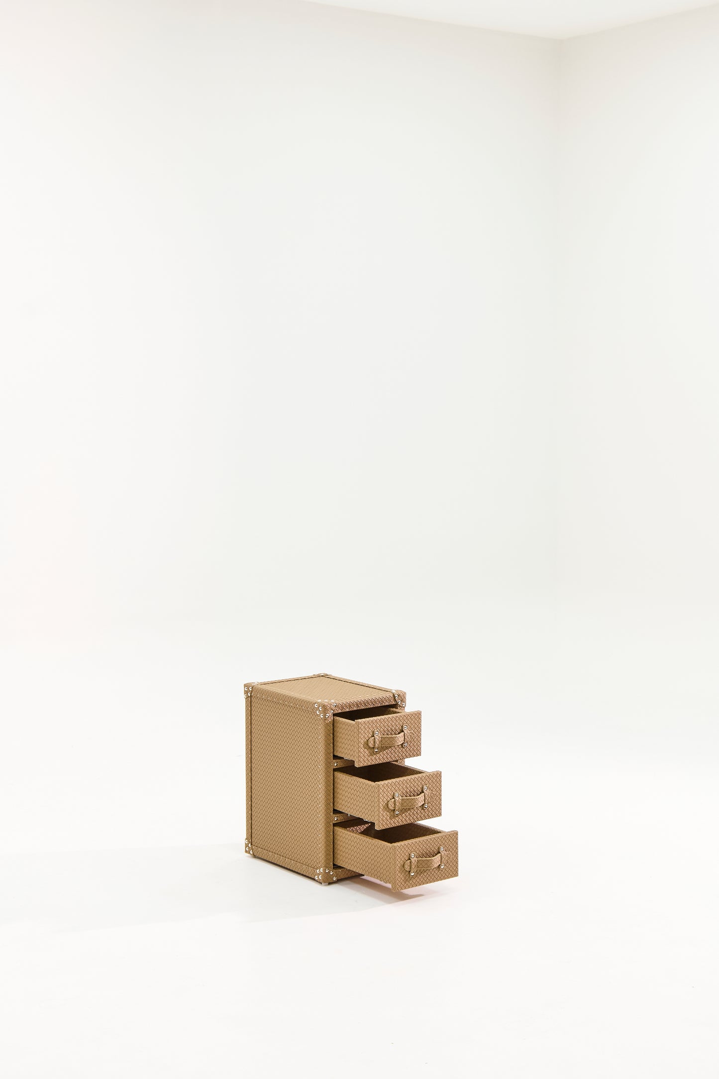 Ultra-narrow bedside table/under-desk storage |Brown| Leather collection