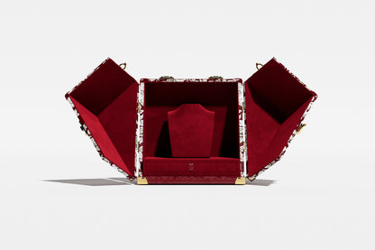 Jewelry Display Case | Floral Print Red| Leather collection