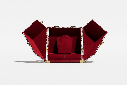 Jewelry Display Case | Floral Print Red| Leather collection