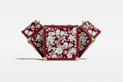 Jewelry Display Case | Floral Print Red| Leather collection