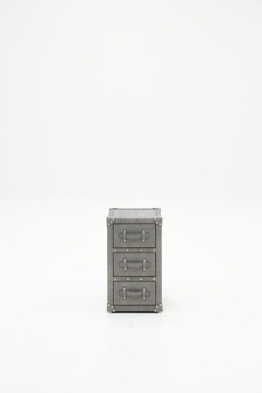 Ultra-narrow bedside table/under-desk storage｜Grey｜Leather collection