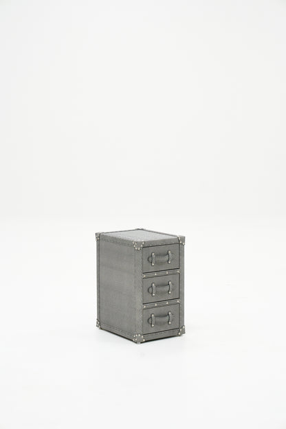Ultra-narrow bedside table/under-desk storage｜Grey｜Leather collection