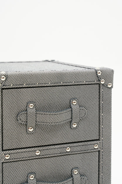 Ultra-narrow bedside table/under-desk storage｜Grey｜Leather collection
