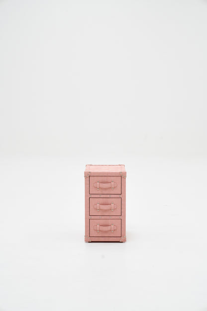 Ultra-narrow bedside table/under-desk storage｜Pink | Leather collection