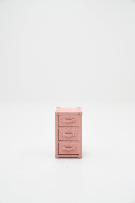 Ultra-narrow bedside table/under-desk storage｜Pink | Leather collection