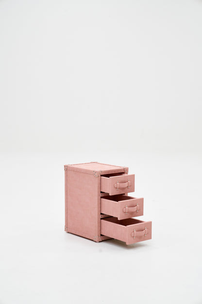 Ultra-narrow bedside table/under-desk storage｜Pink | Leather collection