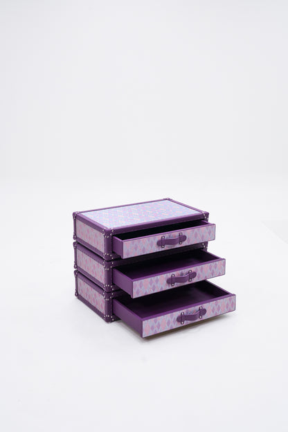 Rotating Triple Drawer Cabinet｜Purple｜Copper wire collection