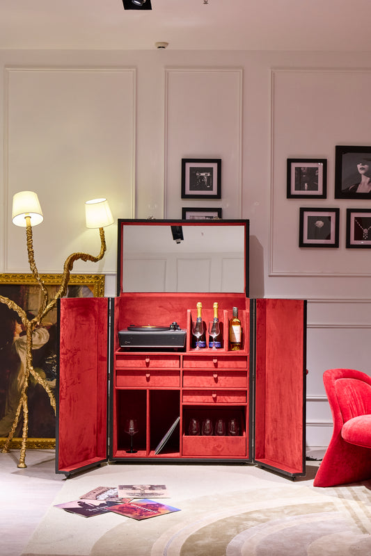 Gramophone record player cabinet｜Black ｜Copper wire collection
