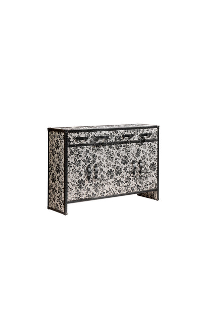 Shoe Cabinet | Black and White Floral Print| Leather collection