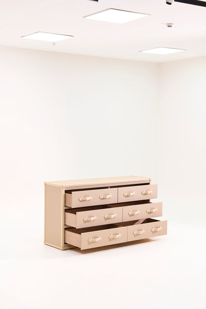 Six-Drawer Side Cabinet｜Beige｜Leather Collection