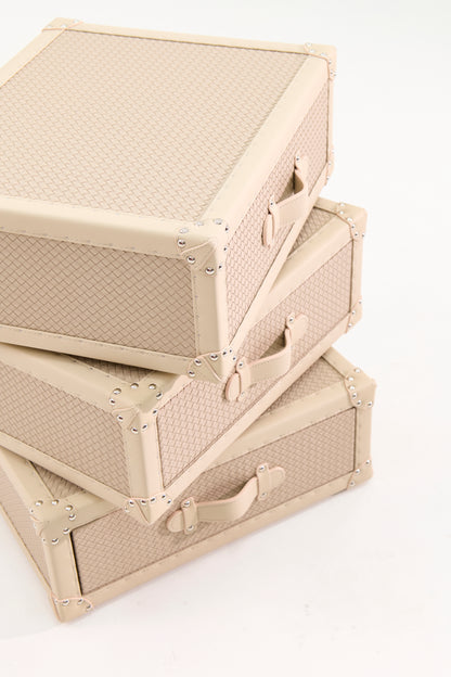Rotating Triple Drawer Cabinet｜Cream  | Leather collection