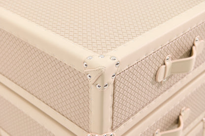 Rotating Triple Drawer Cabinet｜Cream  | Leather collection