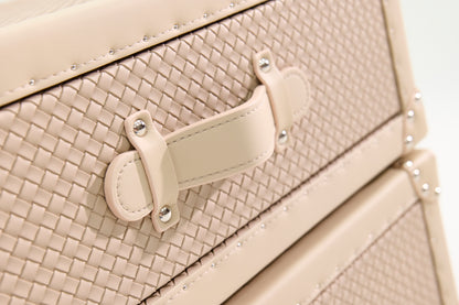 Rotating Triple Drawer Cabinet｜Cream  | Leather collection