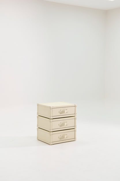 Rotating Triple Drawer Cabinet｜Beige｜Leather collection