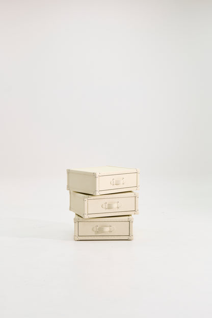 Rotating Triple Drawer Cabinet｜Beige｜Leather collection