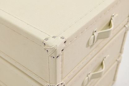 Rotating Triple Drawer Cabinet｜Beige｜Leather collection