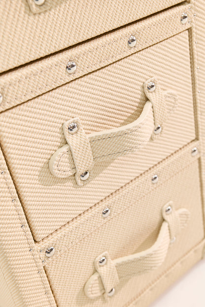 Ultra-narrow bedside table/under-desk storage｜Off white｜Leather collection