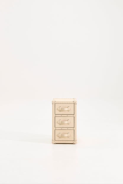 Ultra-narrow bedside table/under-desk storage｜Off white｜Leather collection