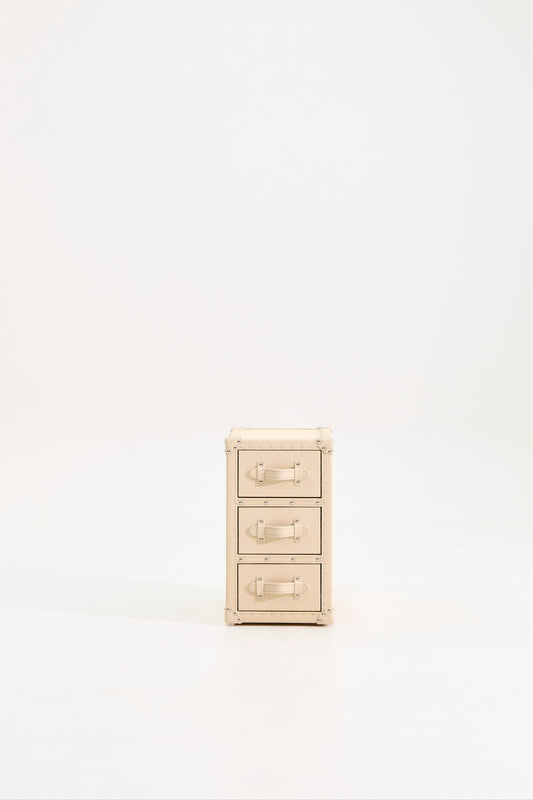 Ultra-narrow bedside table/under-desk storage｜Off white｜Leather collection