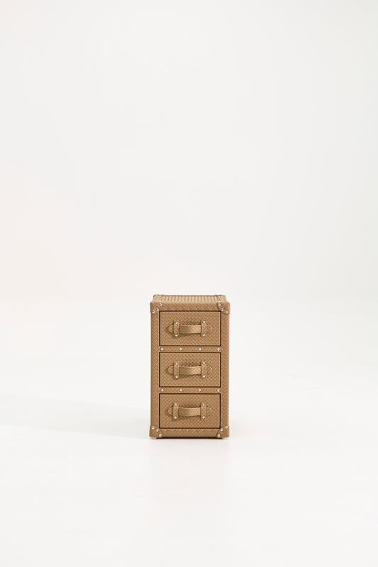 Ultra-narrow bedside table/under-desk storage |Brown| Leather collection