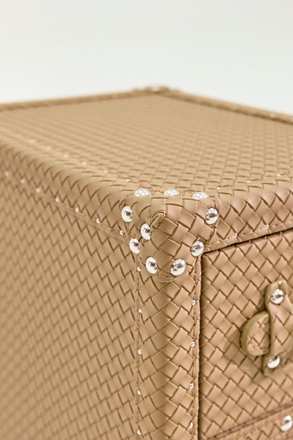 Ultra-narrow bedside table/under-desk storage |Brown| Leather collection