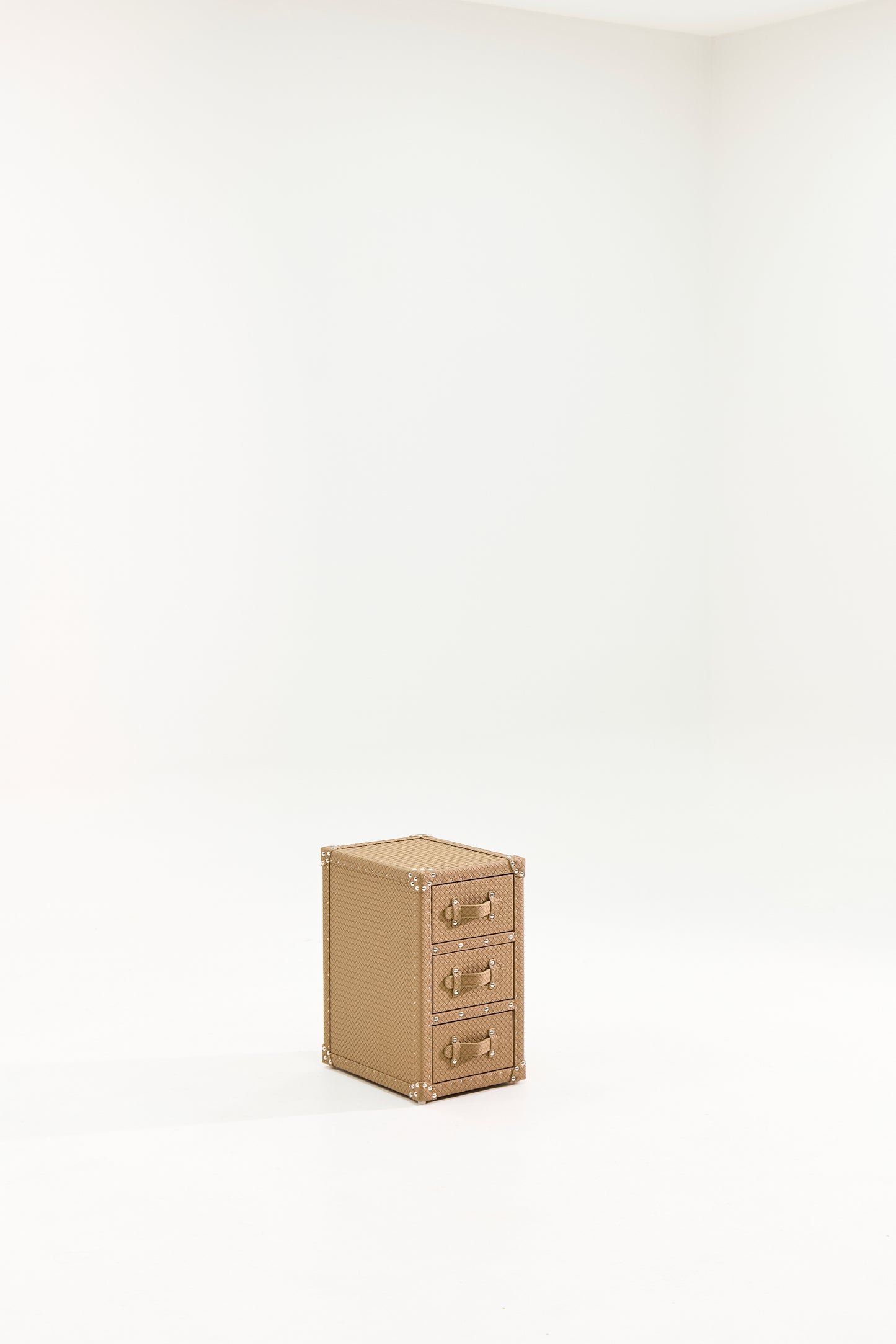 Ultra-narrow bedside table/under-desk storage |Brown| Leather collection