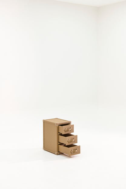 Ultra-narrow bedside table/under-desk storage |Brown| Leather collection
