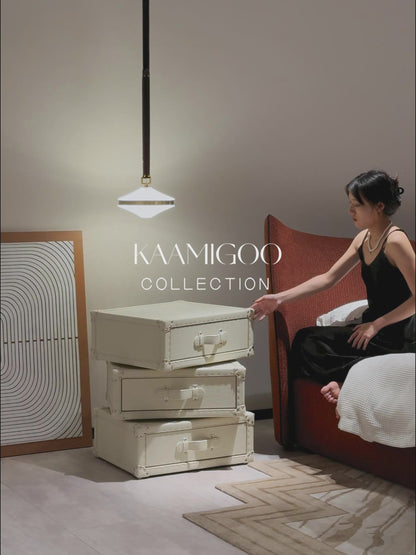 Rotating Triple Drawer Cabinet｜Beige｜Leather collection
